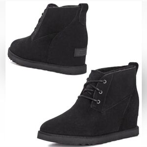 UGG Black Suede Wedge Ankle Booties